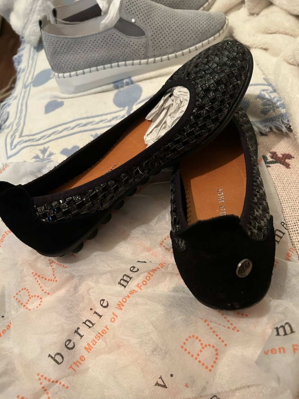 Black Woven Berne Mev Flats Side 9